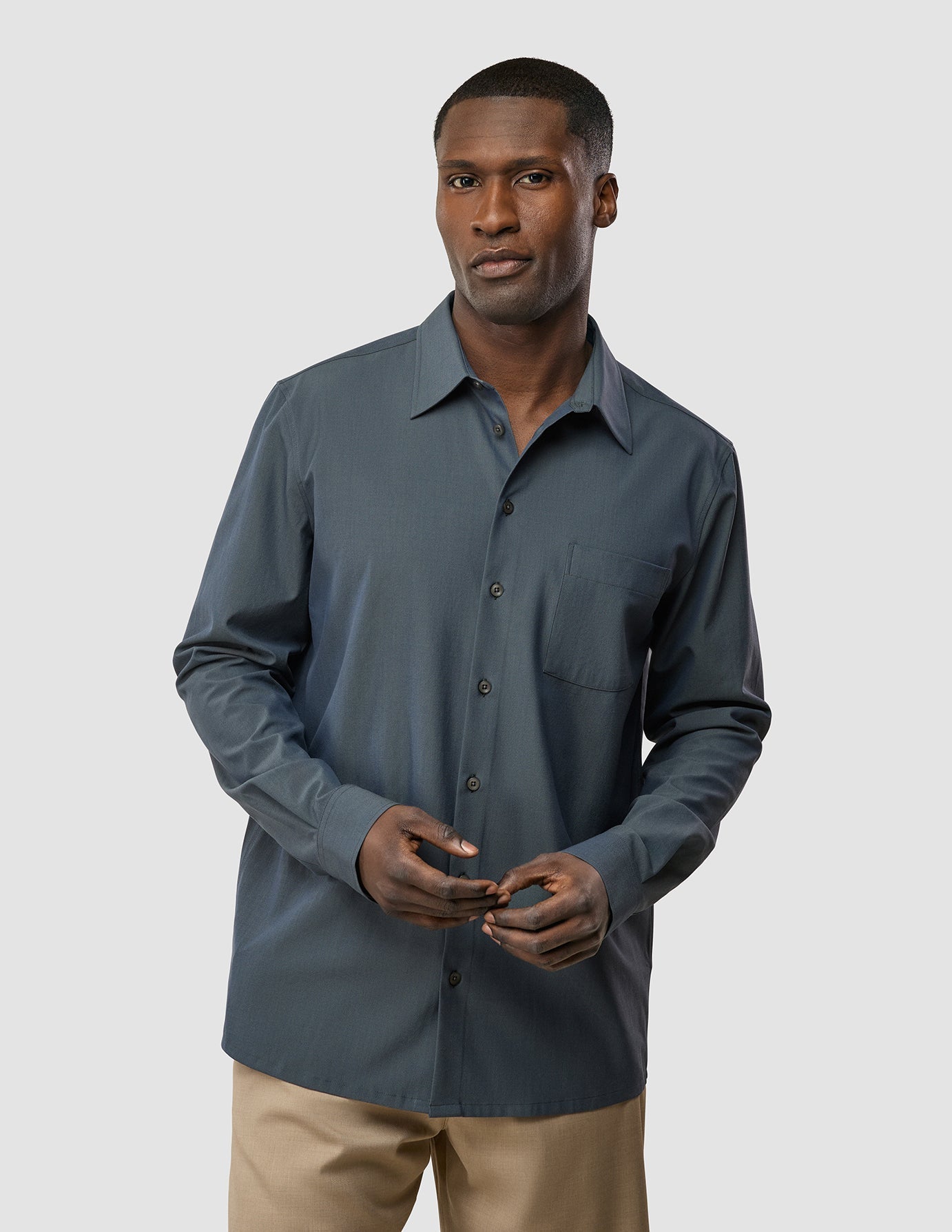 Tech Linen Casual Shirt Navy